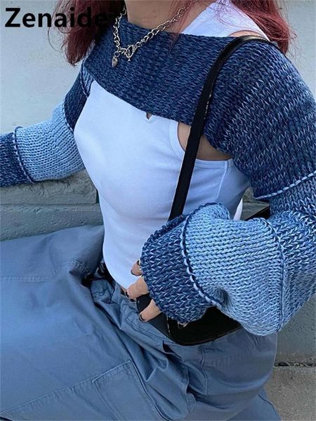 

t-shirt zenaide 2022 y2k patchwork knitted crop smock long sleeve jumpers crochet women vintage t shirt summer streetwear aesthetic, White