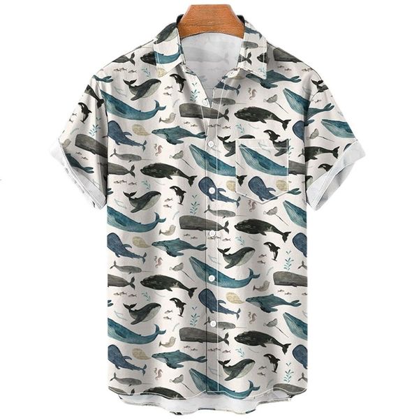 

men's casual shirts summer for men sea animals seahorse fish 3d loose hawaiian shirt clothing short sleeve 230421, White;black