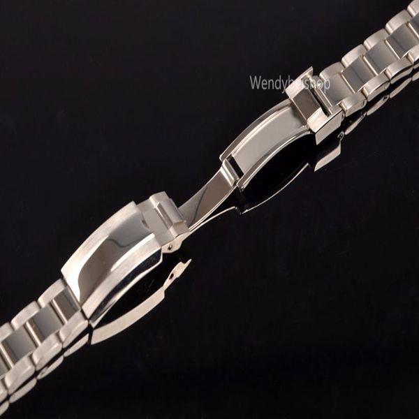 

20 21mm 316l stainless steel two tone gold silver solid curved end link deployment clasp wrist watch band strap bracelet2384, Black;brown