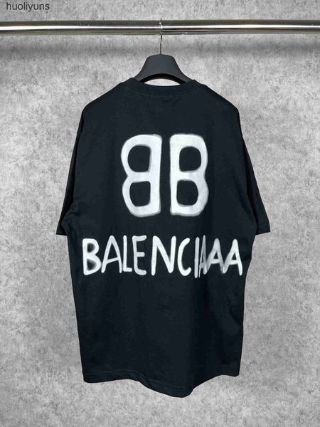 

t shirts 2023 mens fashion balencg tee loose b home glow graffiti short sleeve t-shirt for men women's casual, White;black