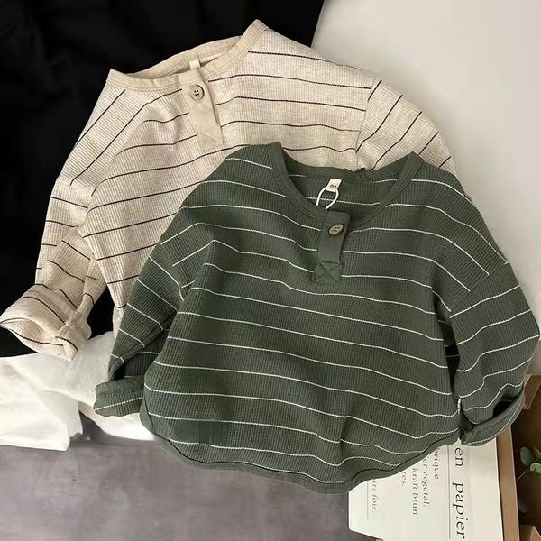 

tshirts kids clothes korean children's striped longsleeved tshirt boys and girls loose spring autumn 230420, Blue
