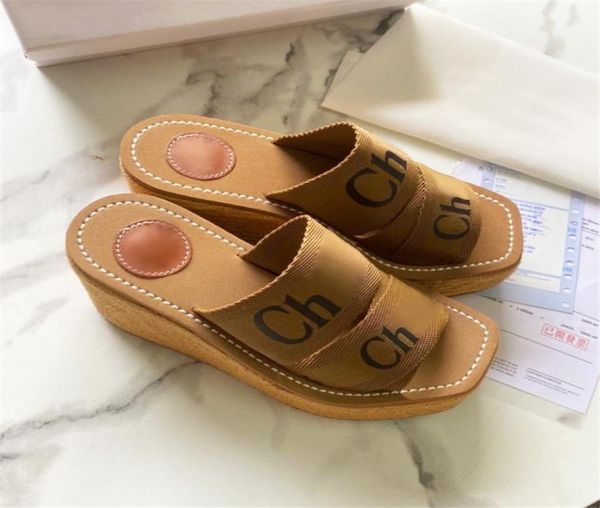 

coe paris designer slippers woody espadrille wedge mule platform sandals beach slides copper white black beige pink summer slipper5855992