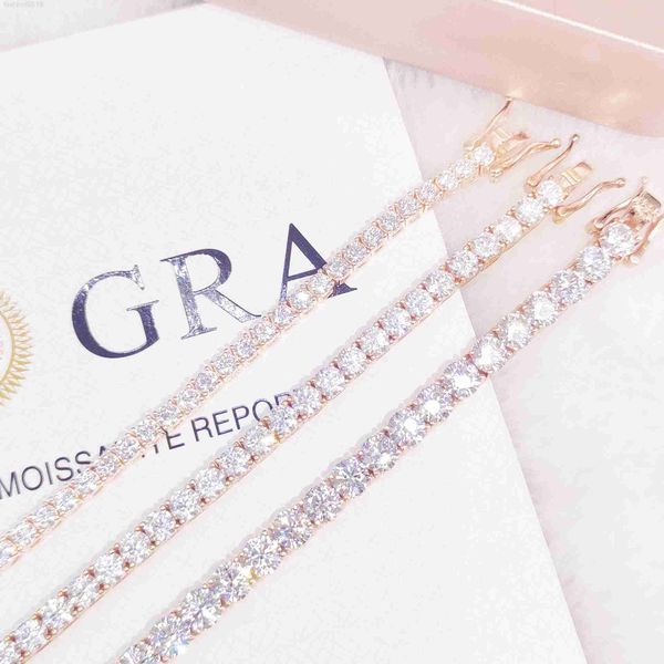 

rose gold plated moissanite tennis chain bracelet vvs 2-4mm width moissanite diamond for girls, Silver