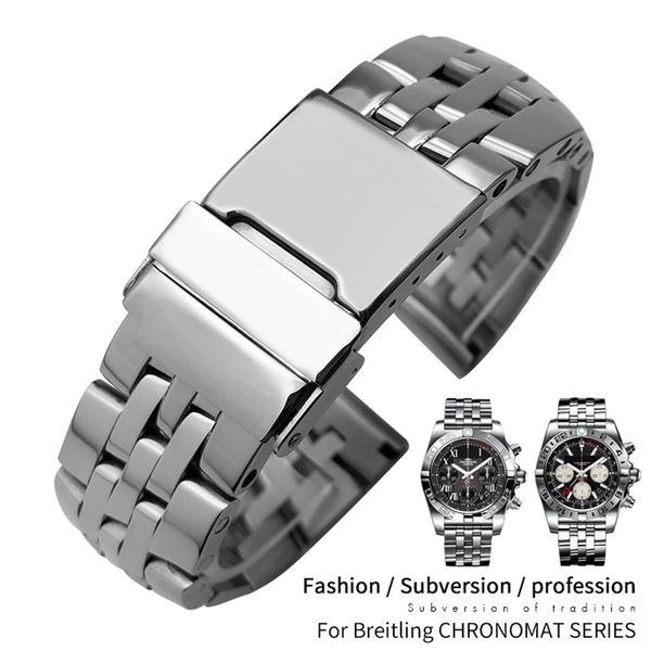 

22mm 24mm 316l stainless steel bracelets watch band suitable for breitling pilot superocean avenger silver strap men 276u, Black;brown