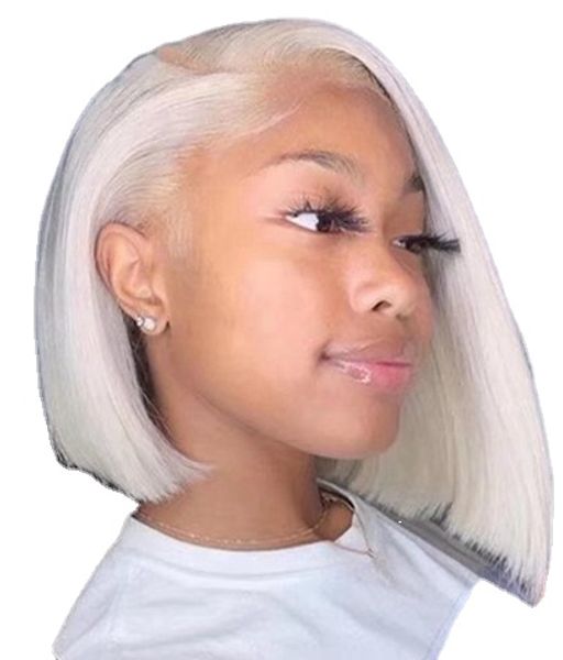 

platinum blonde short bob wig lace front human hair wigs 13x6 bob straight curly human hair 360 lace frontal wig, Black;brown