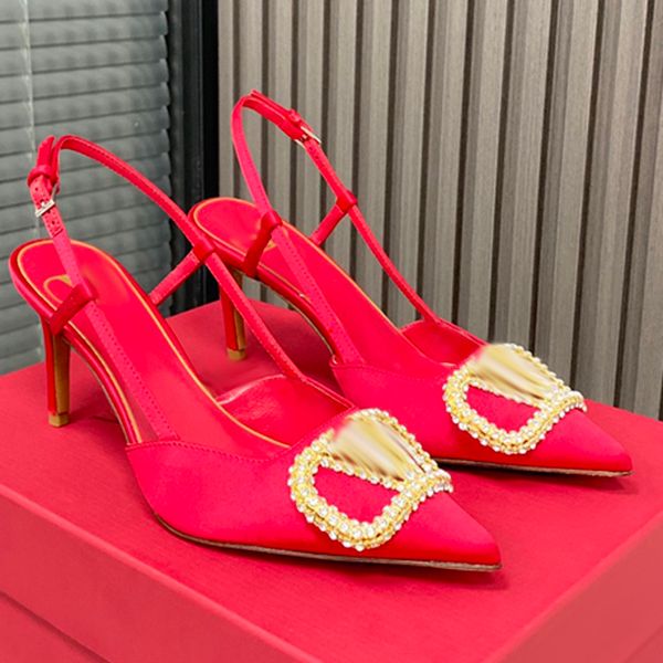 

2023 stilettos women 's shoes sandals women rhinestone chain bride dresses buckle stiletto pointed toe ankle bright diamond-chain high-, Black