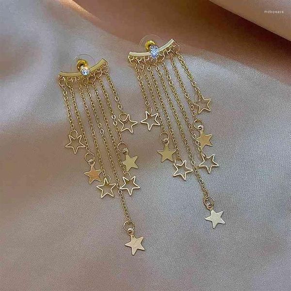 

stud earrings fashion elegant ear rhinestone star long tassels earring for women wedding bride jewelry315x, Golden;silver