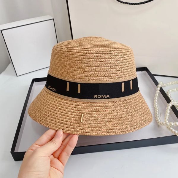 

designer straw hat luxurys bucket hats womens fashion fit caps mens beanie casquettes summer outdoor f hats sport cap grass braid beach caps, Blue;gray