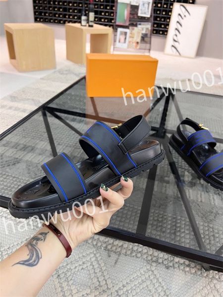 

new leather ceiling slide slippers designer flat men summer sandals fashion luxury leisure resort beach, Black