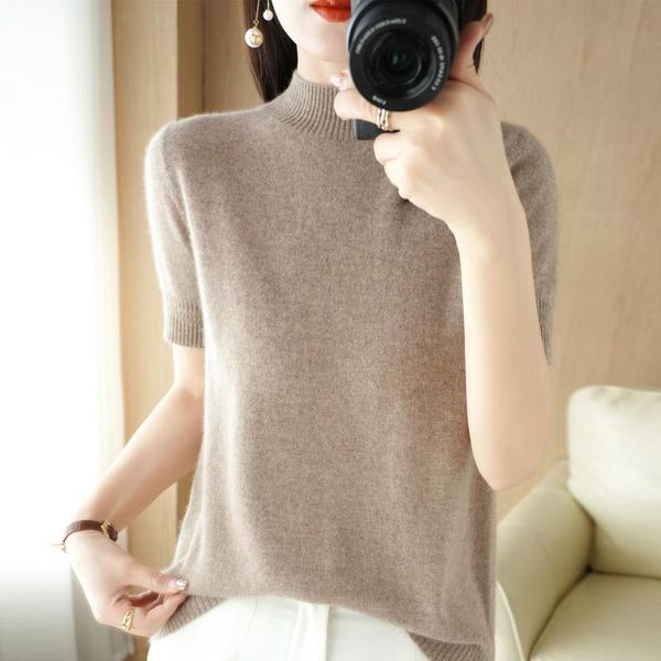 

tanks round neck diamond knit shortsleeved women's new allmatch ice silk tshirt casual loose halfsleeved, Black;white