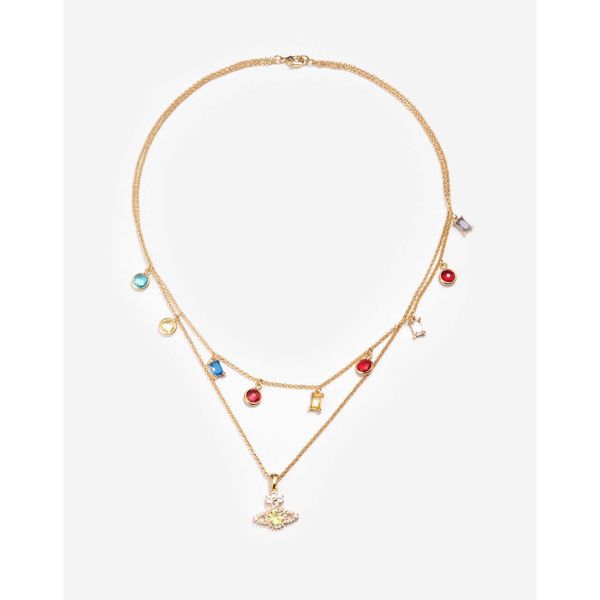 

western empress dowager vivian zircon shg small popular luxury design earrgs an wd overlapping fashion cool sweet female necklace, Silver