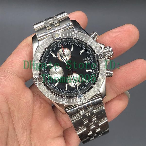 

2020 mens watch super avengerii 1884 black face quartz movement chronograph male stainless steel men watches a133711 wristwatch335c, Slivery;brown