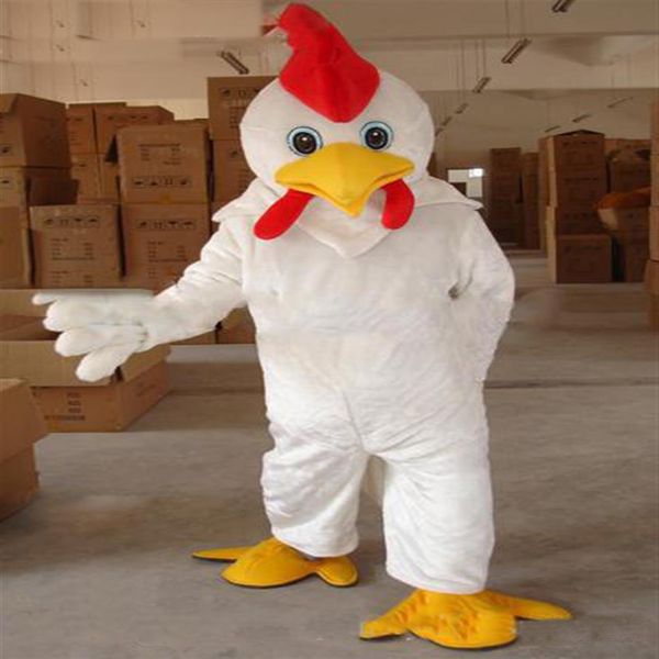 

2018 professional make size white chicken mascot costume whole cock mascot213n, Red;yellow
