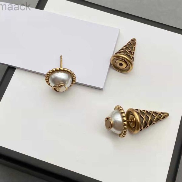 

stud fashion ice cream stud earrings aretes orecchini ladies retro simple jewelry with box, Golden;silver