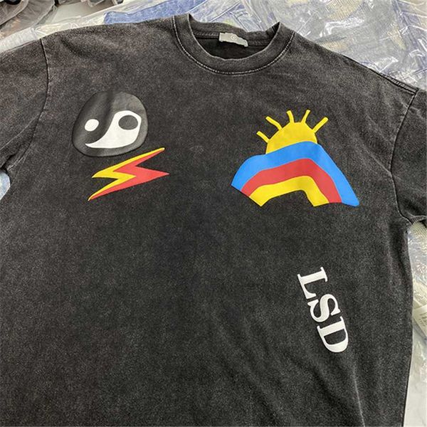 

men's t-shirts puff print rainbowt shirt men women nice washed tshirt tee harajuku j230420, White;black
