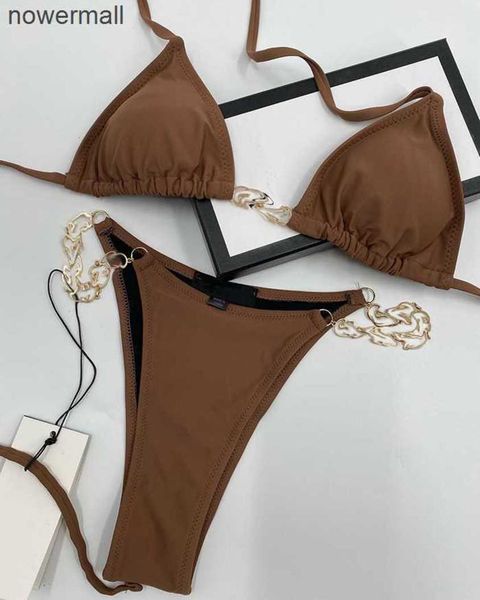 

italian swimwear spring summer new high fashion paris chain letters printing womens swimwear brown black 05, White;black