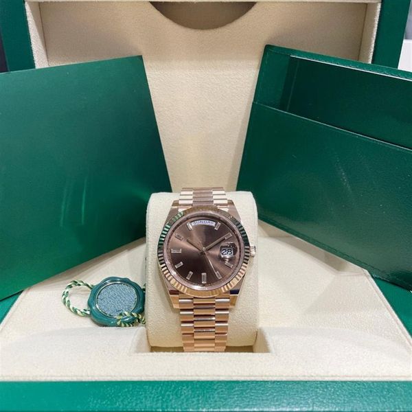 

2022 super quality mens watch 41mm rose gold day date ref 228235 automatic movement mechanical multiple dials 904l stainless steel184j, Slivery;brown