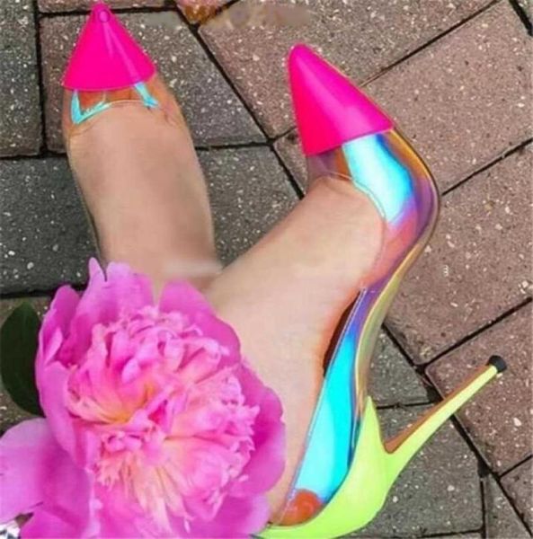 

dress shoes fluorescent pvc patchwork woman neon yellow heels 12cm 10cm 8cm celebrating runway size16 pointy toe bride pumps l22097384472, Black