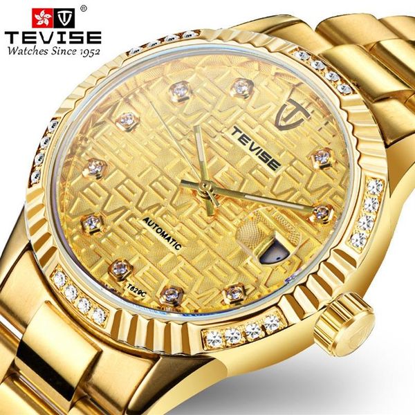 

tevise automatic mechanical watch men watch automatico auto date luminous male clock mechanical wristwatch reloj hombre333i, Slivery;brown