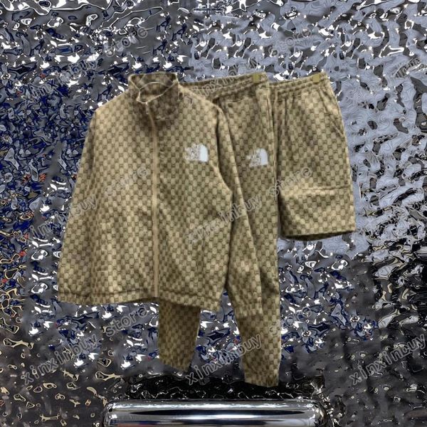 

xinxinbuy men designer jacket coat 23ss double letter jacquard fabric embroidery short sleeve cotton women apricot black s-2xl217v, Black;brown