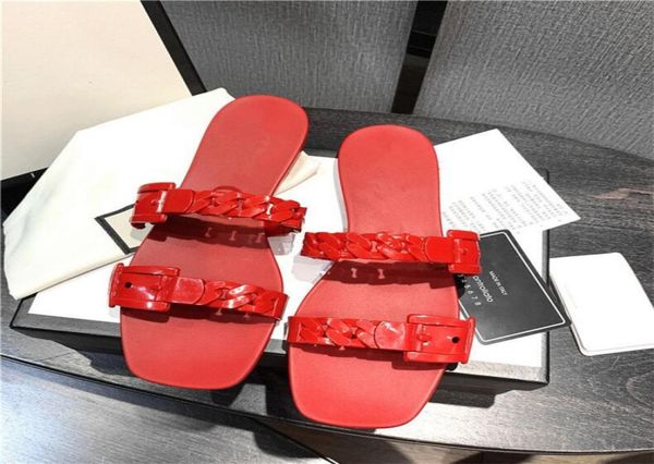 

brand women sandals designer lady slippers summer outdoor fashion plastic chain jelly slipper luxury genuine leather 9577108, Black