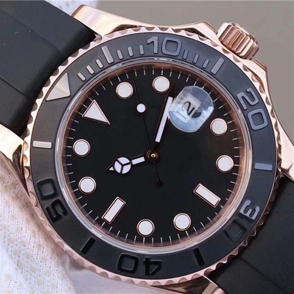 

luxury fashion watch ceramic black bezel mens mechanical automatic movement 40mm watches sports men designer rose gold rubber stra227a, Slivery;brown