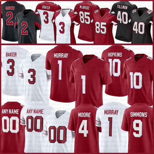 

kyler murray budda baker jj watt custom football jerseys marquise brown isaiah simmons zach ertz arizonas james conner cardinal rondale moor, Black;red