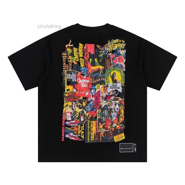 

welldone graffiti men's t-shirts designer sleeve short chao brand summer movie poster large loose casual t-shirt 2 7vj1, White;black