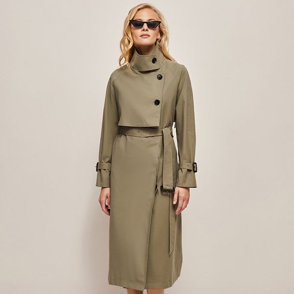 

women's trench coats british trench coat women's midlength 2023 spring and summer style fashionable waist doublebreasted waterproo, Tan;black