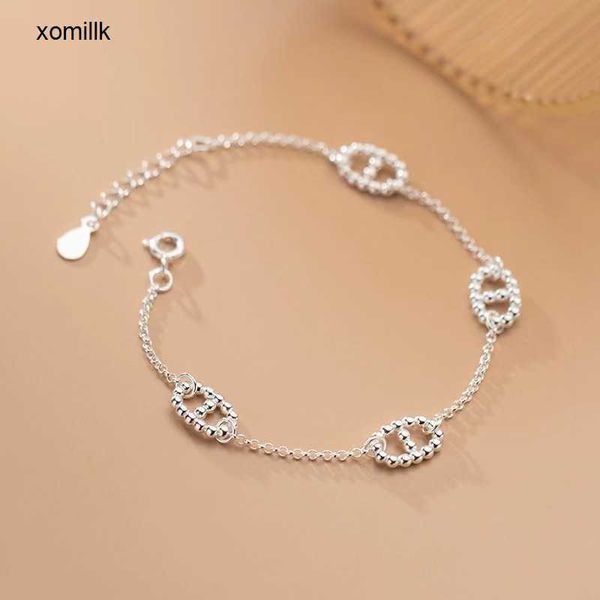 

hermm designer bracelet full body 925 sterling silver exquisite small pig nose simple and versatile girl gift ins cold, Black