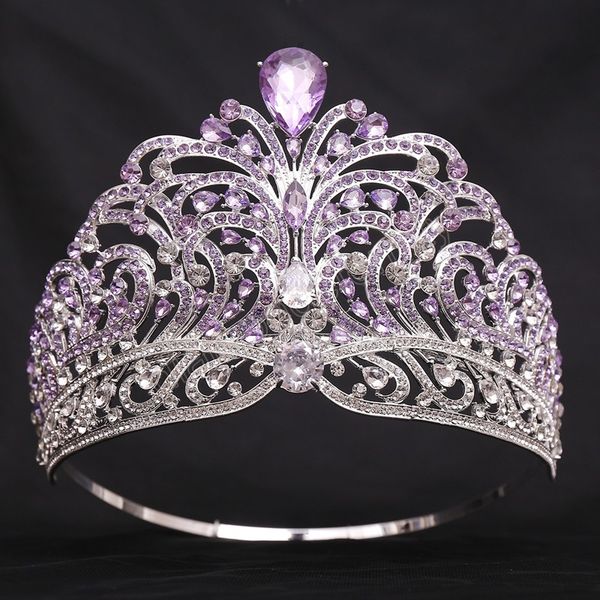 

blue crystal crown for women party bridal bride luxury elegant princess zircon tiara crown hair accessories, White;golden