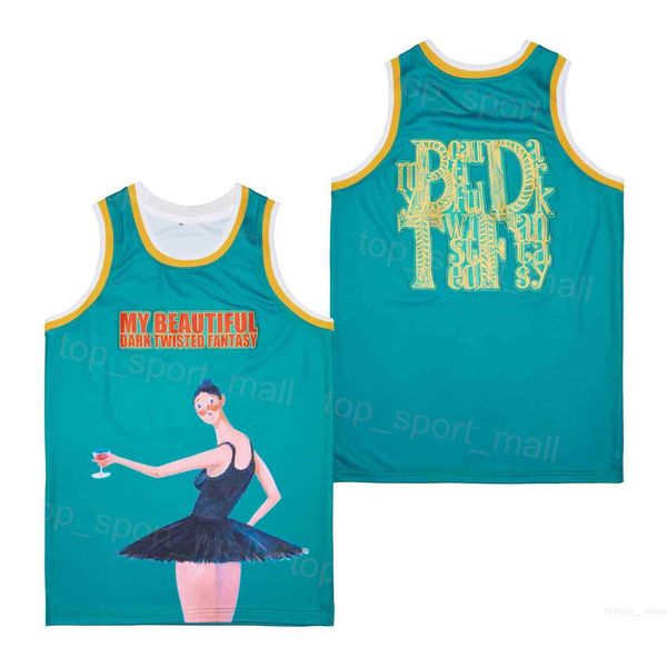 

moive basketball music mbdtf teal jersey my beautiful dark twisted fantasy men pullover team green breathable high school sports pure cotton, Black