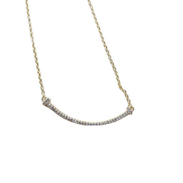 

designerv gold version tiffy smile necklace medium size full diamond female high plate with smiling face small clavicle chain live broadcast, Black