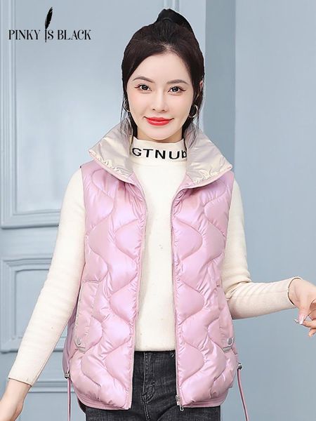 

vests pinkyisblack new autumn women sleeveless vest winter warm down cotton padded jacket female vest mandarin collar winter waistcoat, Black;white