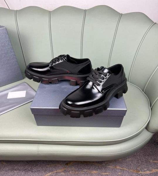 

2022 men039s designer business party dress shoes formal breathable elegant brand lace up genuine leather platform oxfords size 1859843, Black
