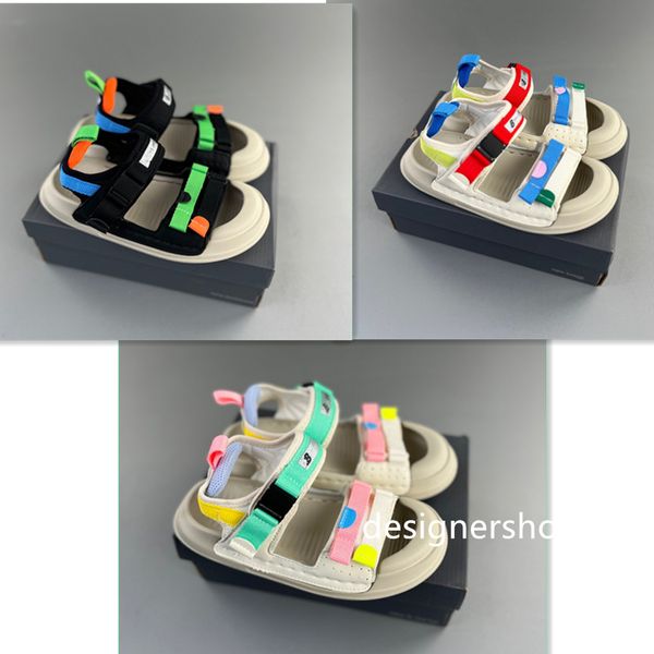 

with box 2023 summer children shoes boys soft soles beach shoes male baby baotou nbs new balances anti-kick children's sandals princepa, Black;red