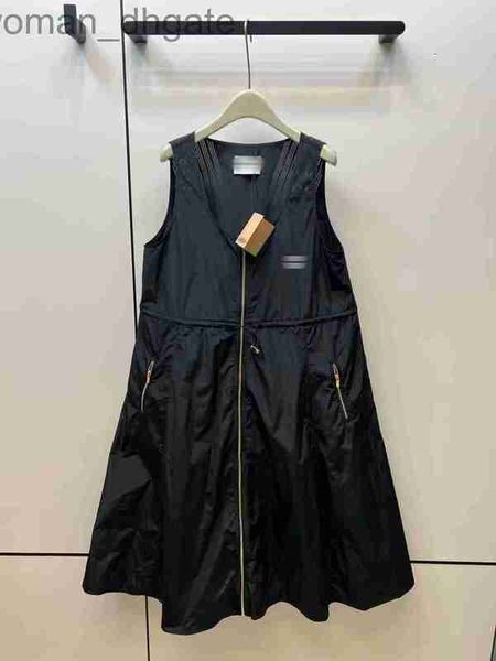 

runway dresses designermilan runway dresses 2023 spring summer scoop neck sleeveless women's designer dress brand same style dress 0307, Black