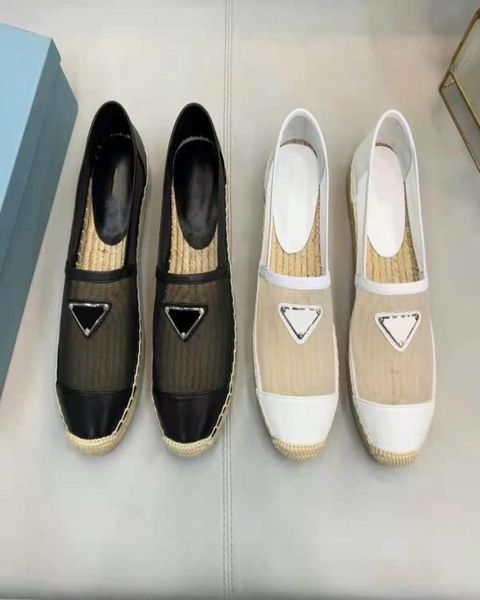 

designer women flat breathable white mesh sandals summer luxury triangle metal logo casual fisherman shoes rubber sol8023911, Black