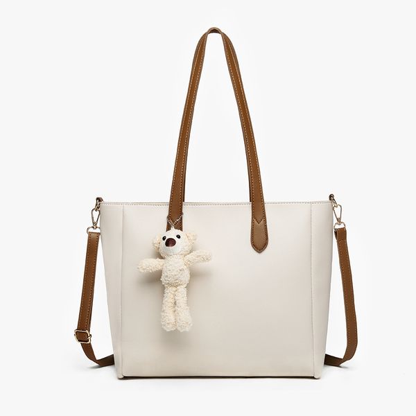 

outdoor tote bag women's shopping bag bear pendant casual handbag