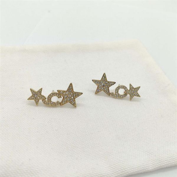 

2023 luxury quality charm stud earring with sparkly diamond in 18k gold plated have box stamp ps7415a305i, Golden