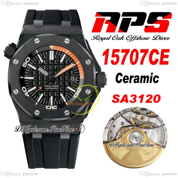 

apsf diver 1570 ceramic sa3120 automatic mens watch 42mm black textured dial rubber strap super edition reloj hombre montre homme puretime a, Slivery;brown