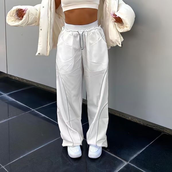 

women's pants capris white pants women jogging y2k streetwear high waist sweatpants harajuku fashion punk oversize grunge casual wide l, Black;white