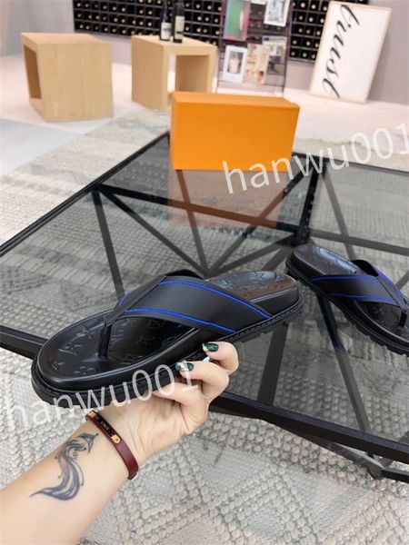 

2023 new leather ceiling slide slippers designer flat men summer sandals fashion luxury leisure resort beach, Black