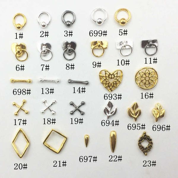 

nail art decorations 20pcs metal nail art rhinestones heart rhombus lock leaf nail art design silver gold nail studs revits alloy nail acces