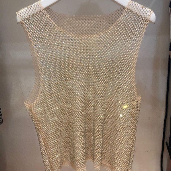 

tanks crystal beading shiny tanks party club hollow out diamonds stamping camis, Black;white