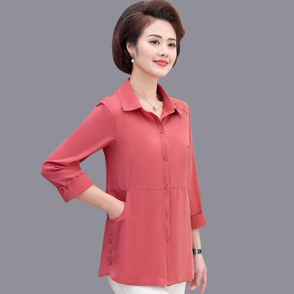 

shirts solid nine quarter sleeve shirt women fashion elegant loose plus size 7xl long blouse ladies 2021 new casual spring thin, White