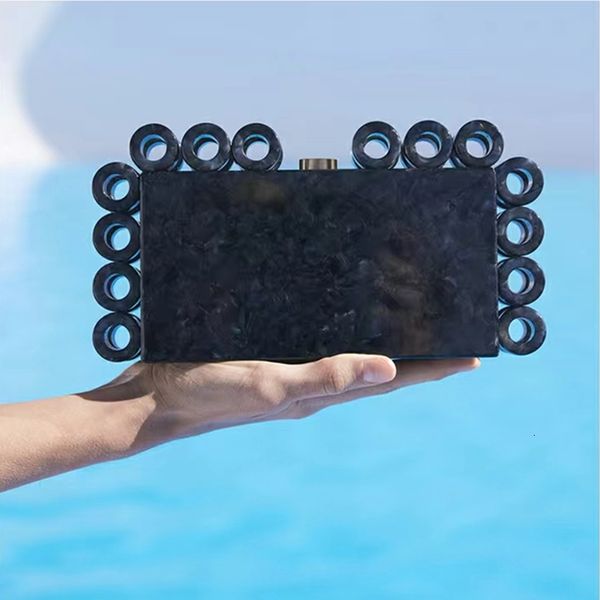 

evening bag acrylic box clutch for wedding party luxury pearl ivory black gold purses designer handbags 230420