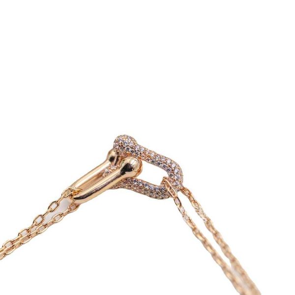 

designernew tiffy ring chain necklace women set diamond double u-shaped pendant horseshoe buckle, Black