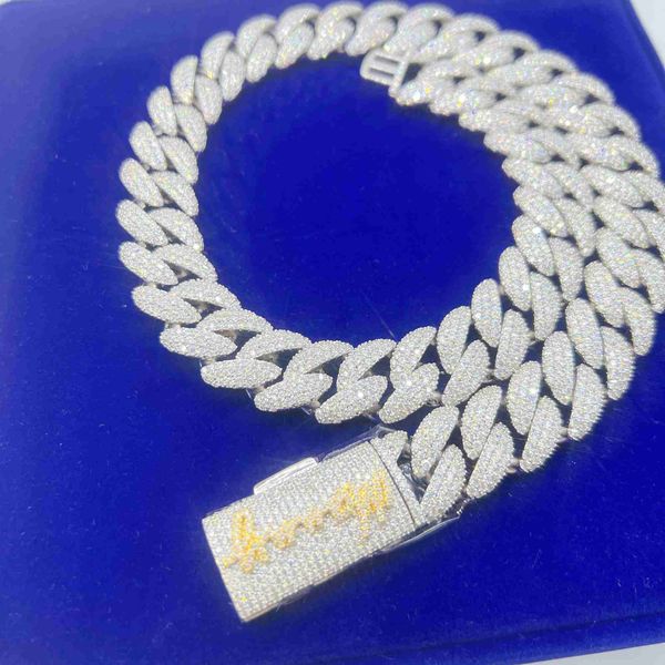 

wholesale good quality iced out sterling silver vvs moissanite cuban link chain