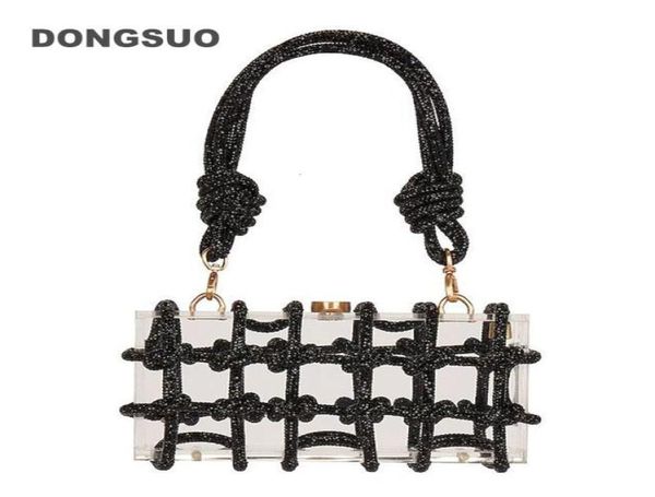

evening bags knot handle rhinestones acrylic clutch bag designer clear shoulder bag crystal diamonds dinner party wedding purse 225856929
